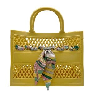 The Soleil Cutout Jelly Tote w/ Scarf